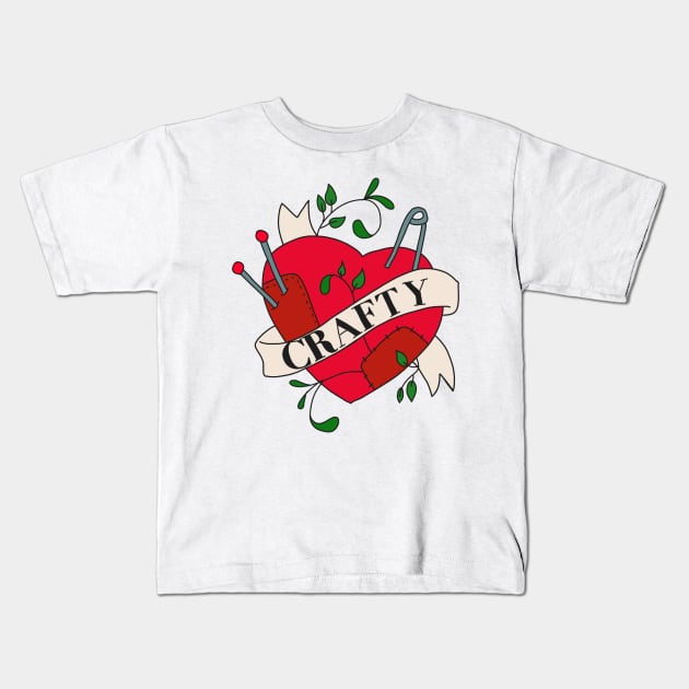 Crafty Tattoo Heart Kids T-Shirt by Nataliatcha23